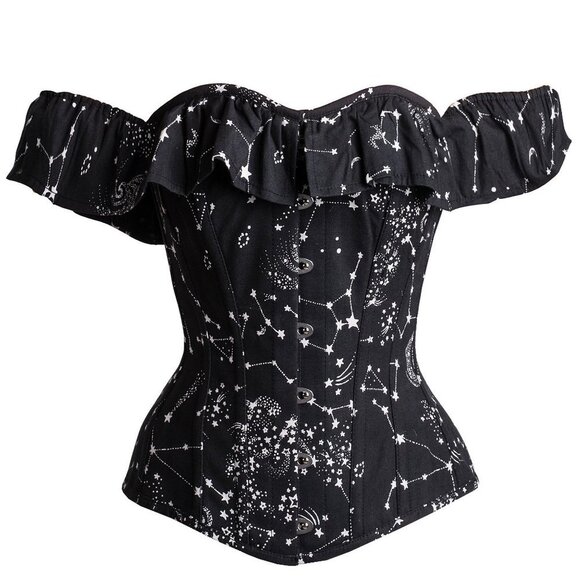 Corset Story Astronomy Print Sleeved Corset Top 8 - Picture 5 of 7